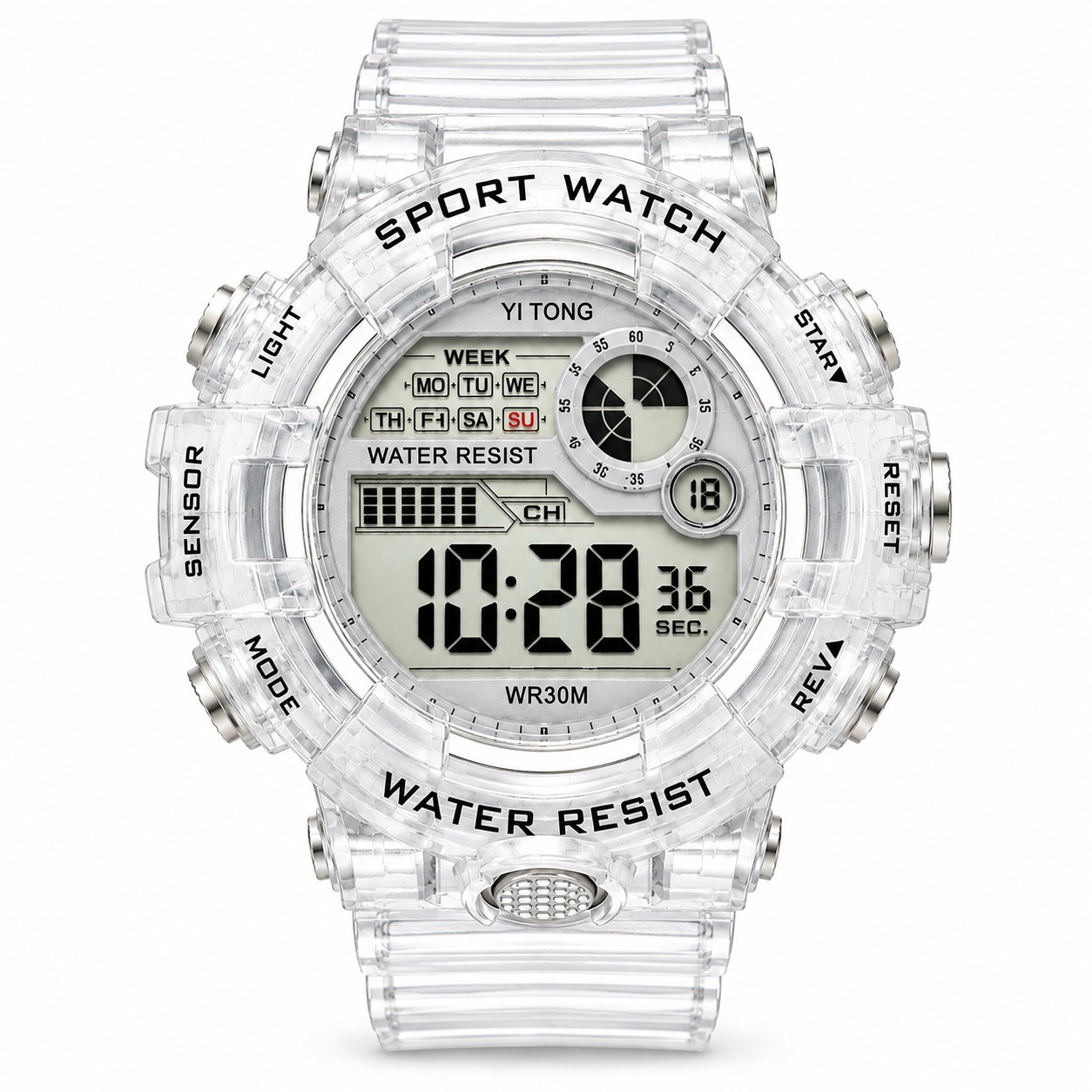 Sport Watch Transparent Argent