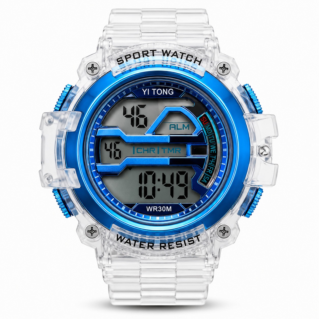 Sport Watch Transparent Bleu 2