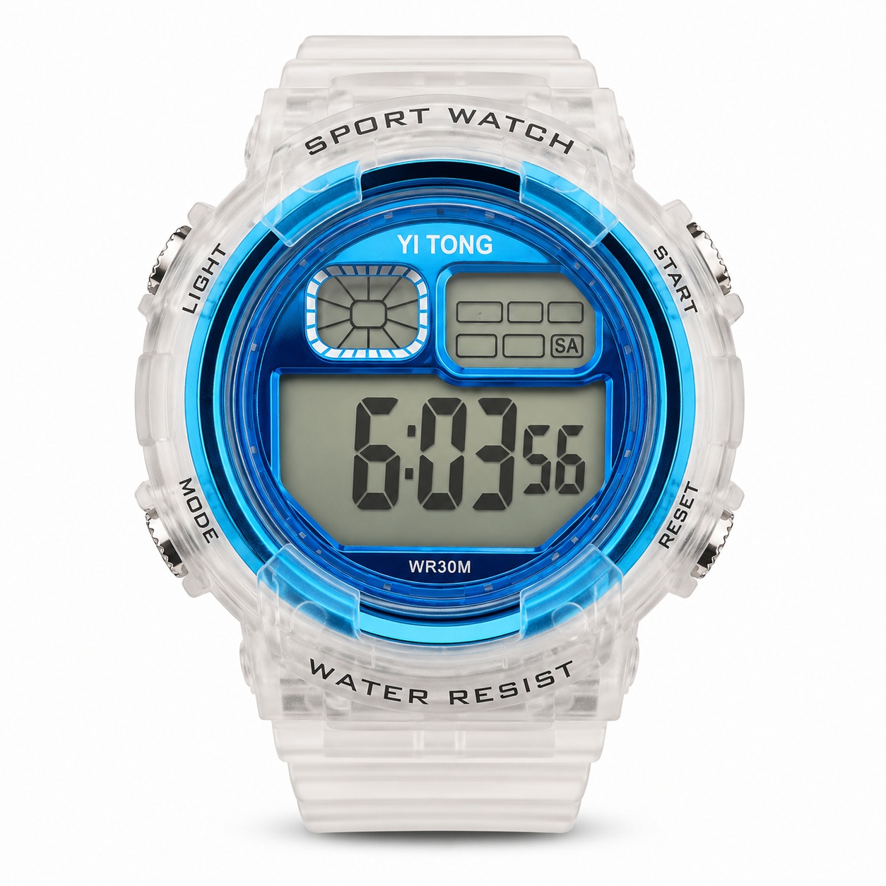 Sport Watch Transparent Bleu 3